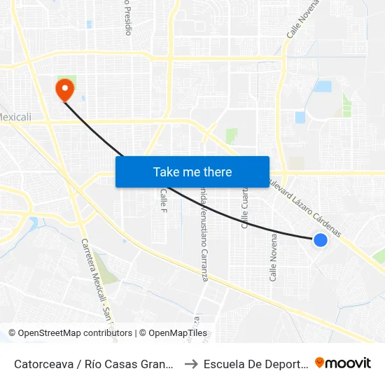 Catorceava / Río Casas Grandes to Escuela De Deportes map