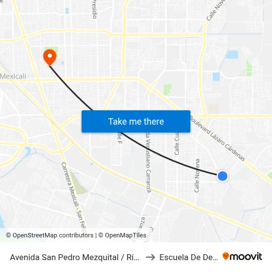 Avenida San Pedro Mezquital / Río Tacambaro to Escuela De Deportes map