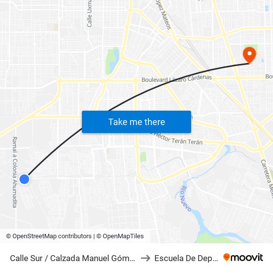Calle Sur / Calzada Manuel Gómez Morín to Escuela De Deportes map