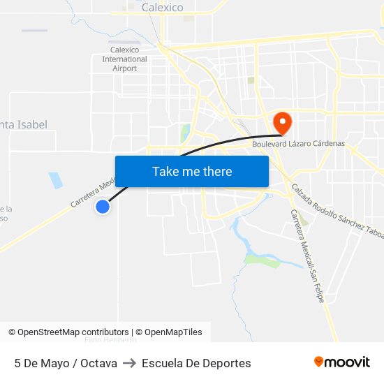 5 De Mayo / Octava to Escuela De Deportes map