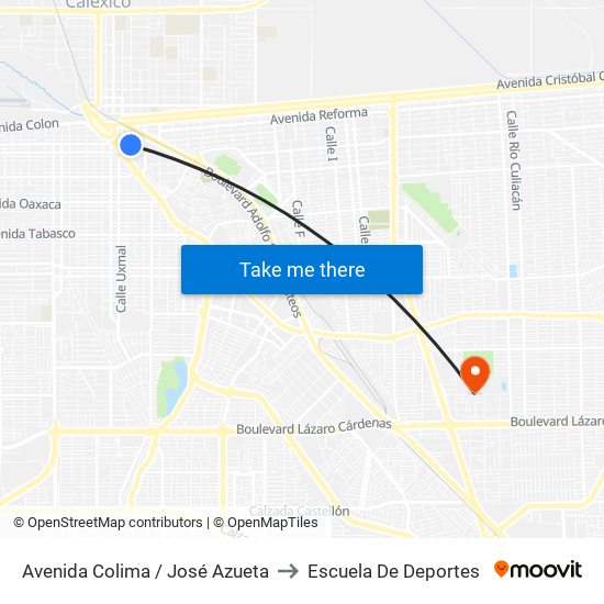 Avenida Colima / José Azueta to Escuela De Deportes map