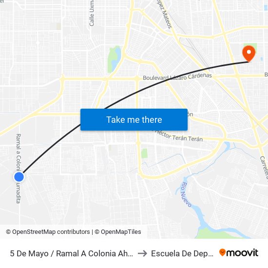 5 De Mayo / Ramal A Colonia Ahumadita to Escuela De Deportes map