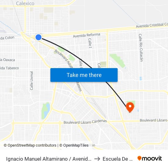 Ignacio Manuel Altamirano / Avenida Francisco Madero to Escuela De Deportes map