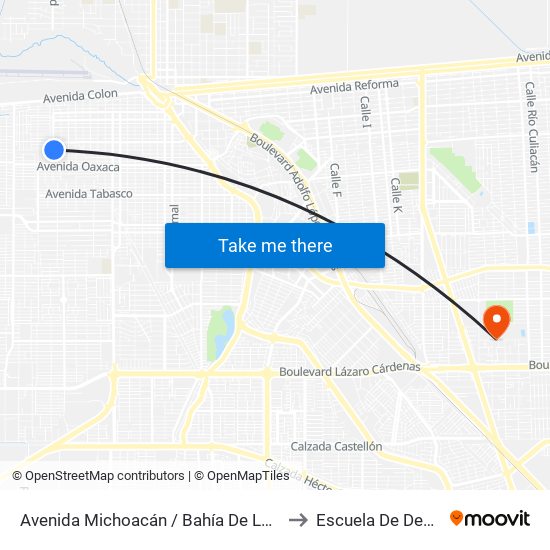 Avenida Michoacán / Bahía De Los Ángeles to Escuela De Deportes map