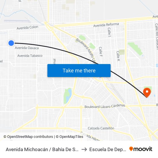 Avenida Michoacán / Bahía De San Jorge to Escuela De Deportes map