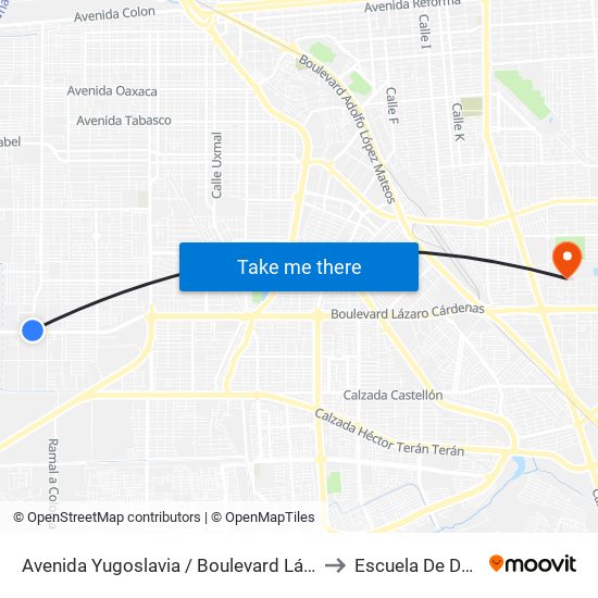 Avenida Yugoslavia / Boulevard Lázaro Cárdenas to Escuela De Deportes map