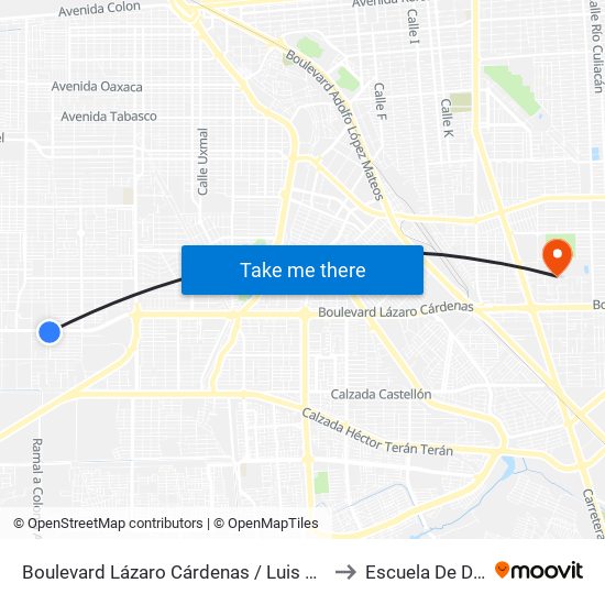 Boulevard Lázaro Cárdenas / Luis Echeverría Álvarez to Escuela De Deportes map
