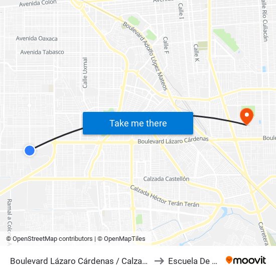 Boulevard Lázaro Cárdenas / Calzada Naciones Unidas to Escuela De Deportes map