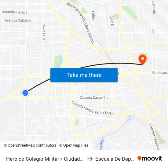 Heróico Colegio Militar / Ciudad Jiménez to Escuela De Deportes map