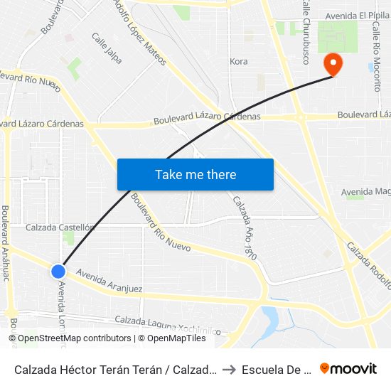 Calzada Héctor Terán Terán / Calzada Lombardo Toledano to Escuela De Deportes map