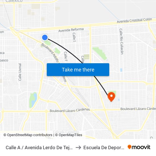 Calle A / Avenida Lerdo De Tejada to Escuela De Deportes map