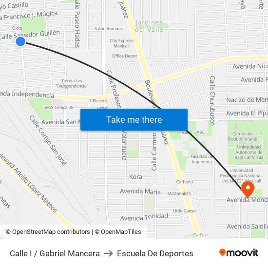 Calle I / Gabriel Mancera to Escuela De Deportes map