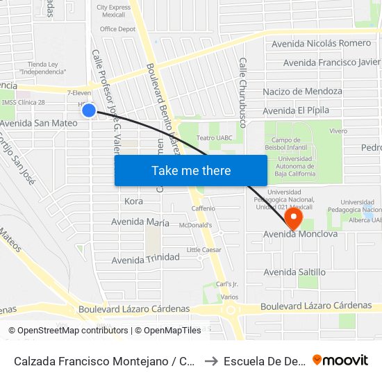 Calzada Francisco Montejano / Coaxamalucan to Escuela De Deportes map