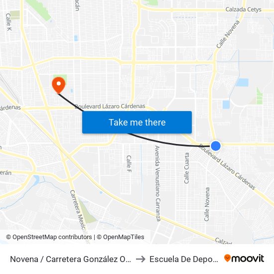 Novena / Carretera González Ortega to Escuela De Deportes map