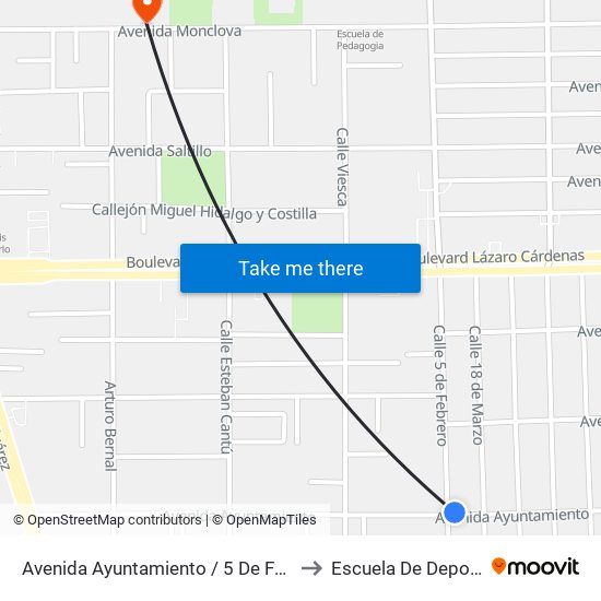 Avenida Ayuntamiento / 5 De Febrero to Escuela De Deportes map