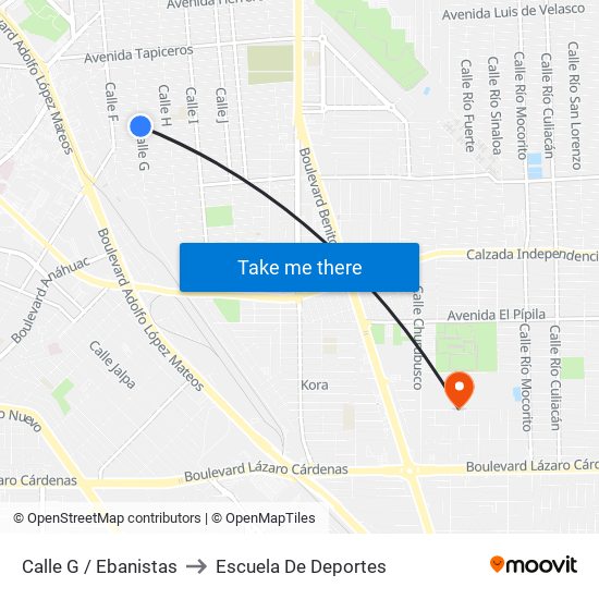 Calle G / Ebanistas to Escuela De Deportes map