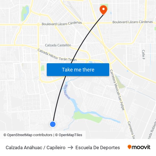 Calzada Anáhuac / Capileiro to Escuela De Deportes map