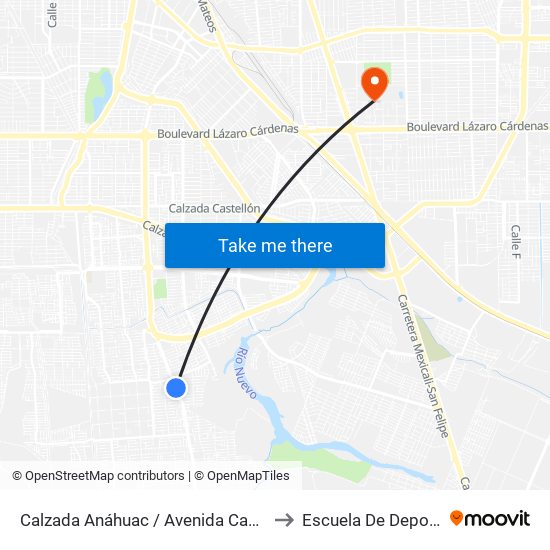 Calzada Anáhuac / Avenida Castillejo to Escuela De Deportes map