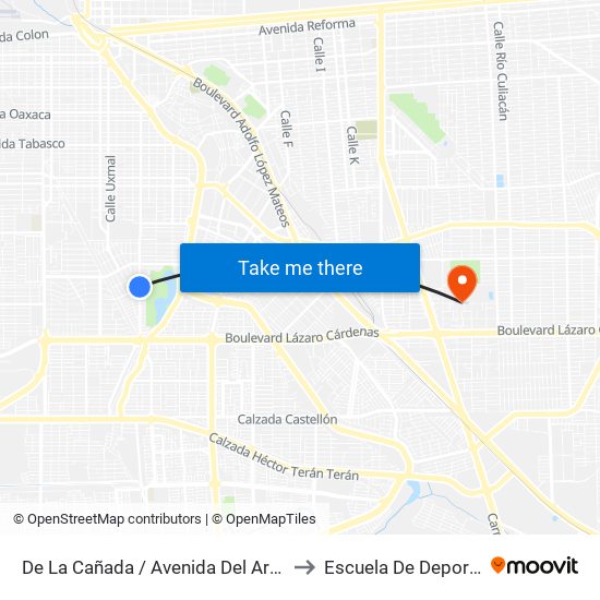 De La Cañada / Avenida Del Arroyo to Escuela De Deportes map