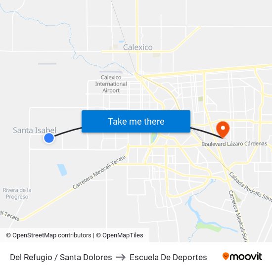 Del Refugio / Santa Dolores to Escuela De Deportes map