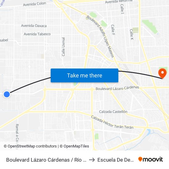 Boulevard Lázaro Cárdenas / Río Amazonas to Escuela De Deportes map