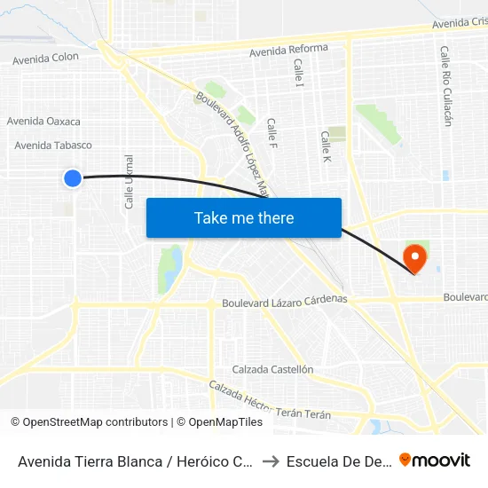 Avenida Tierra Blanca / Heróico Colegio Militar to Escuela De Deportes map