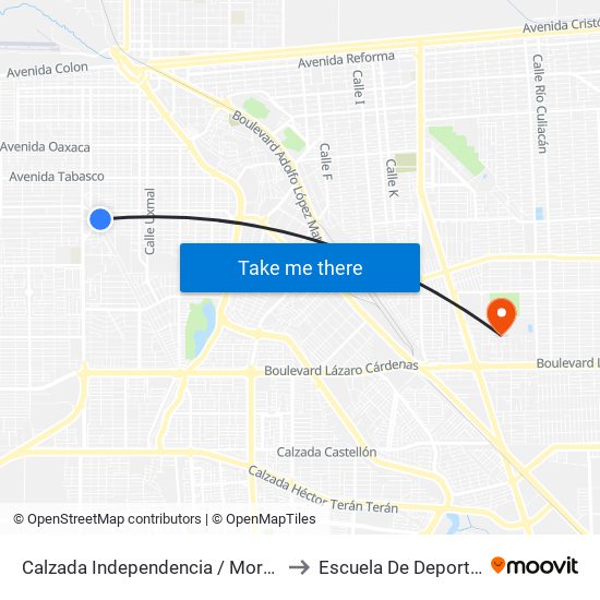 Calzada Independencia / Morelia to Escuela De Deportes map