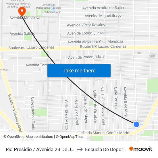 Río Presidio / Avenida 23 De Junio to Escuela De Deportes map