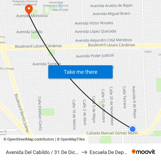 Avenida Del Cabildo / 31 De Diciembre to Escuela De Deportes map