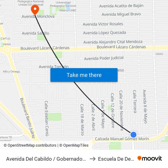 Avenida Del Cabildo / Gobernador Maldonado to Escuela De Deportes map