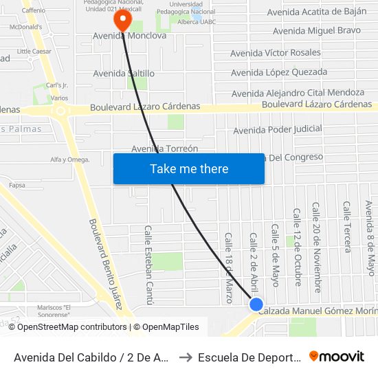 Avenida Del Cabildo / 2 De Abril to Escuela De Deportes map