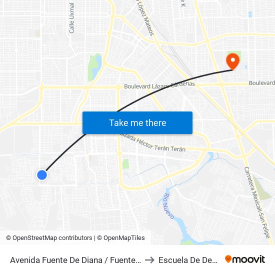 Avenida Fuente De Diana / Fuente De Musas to Escuela De Deportes map