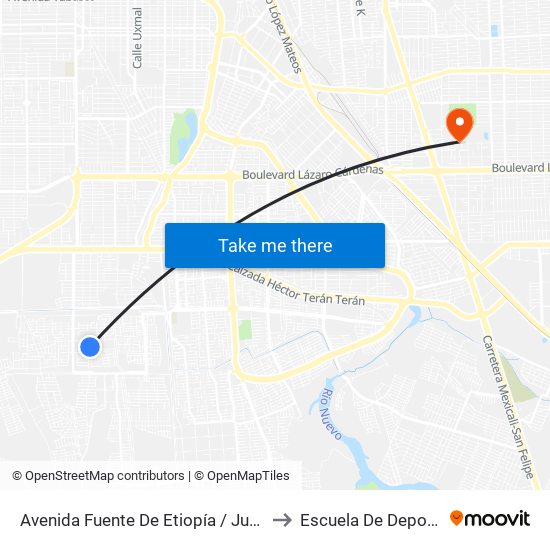 Avenida Fuente De Etiopía / Justicia to Escuela De Deportes map