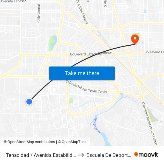 Tenacidad / Avenida Estabilidad to Escuela De Deportes map