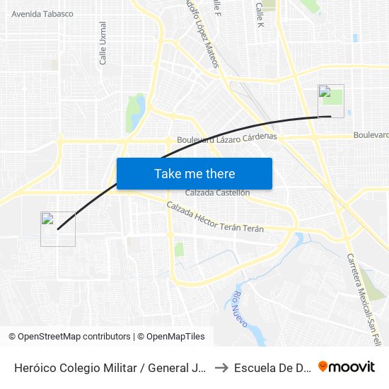 Heróico Colegio Militar / General Jesús María Garza to Escuela De Deportes map