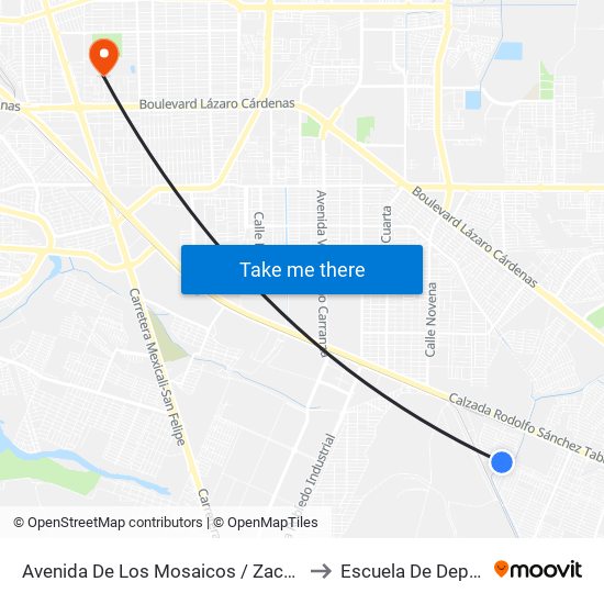 Avenida De Los Mosaicos / Zacapoaxtla to Escuela De Deportes map