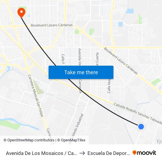 Avenida De Los Mosaicos / Calpan to Escuela De Deportes map