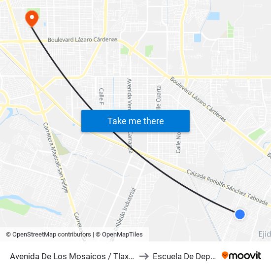 Avenida De Los Mosaicos / Tlaxcaltecas to Escuela De Deportes map