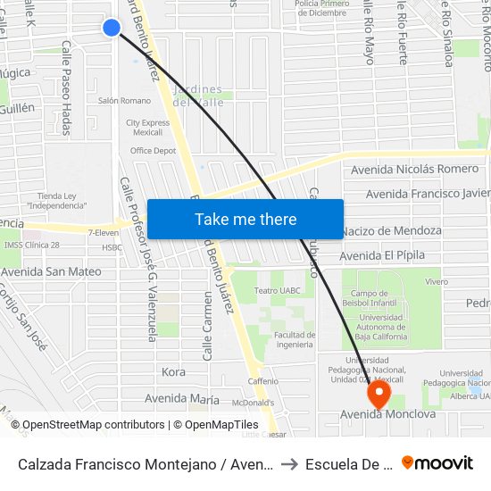 Calzada Francisco Montejano / Avenida Jorge López Colada to Escuela De Deportes map