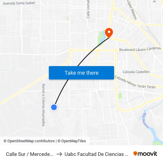 Calle Sur / Mercedes Placencia to Uabc Facultad De Ciencias Administrativas map