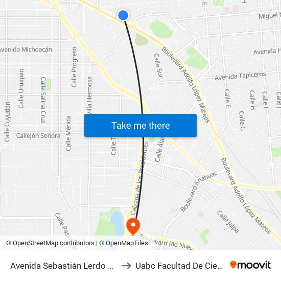 Avenida Sebastián Lerdo De Tejada / Nicolás Bravo to Uabc Facultad De Ciencias Administrativas map