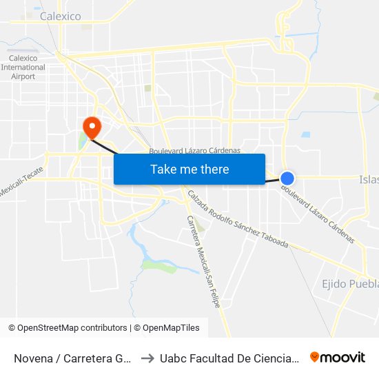 Novena / Carretera González Ortega to Uabc Facultad De Ciencias Administrativas map