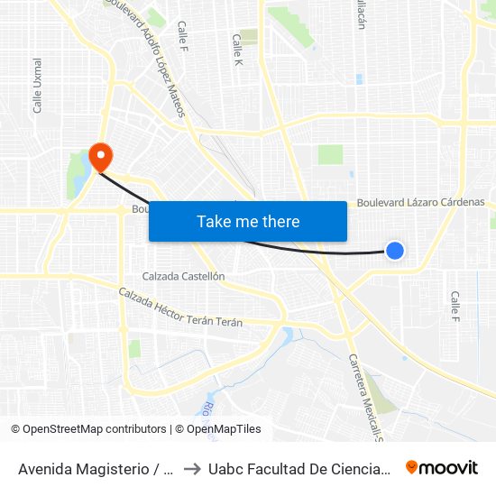 Avenida Magisterio / 24 De Octubre to Uabc Facultad De Ciencias Administrativas map