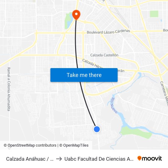 Calzada Anáhuac / Lanzarote to Uabc Facultad De Ciencias Administrativas map
