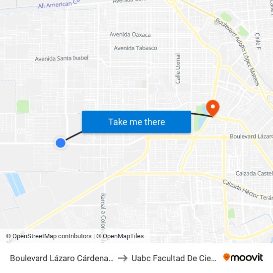 Boulevard Lázaro Cárdenas / Capitán Juan Cabrillo to Uabc Facultad De Ciencias Administrativas map