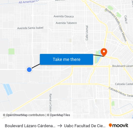 Boulevard Lázaro Cárdenas / Capitán Juan Cabrillo to Uabc Facultad De Ciencias Administrativas map