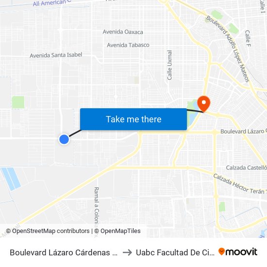 Boulevard Lázaro Cárdenas / Calzada Manuel Gómez Morín to Uabc Facultad De Ciencias Administrativas map