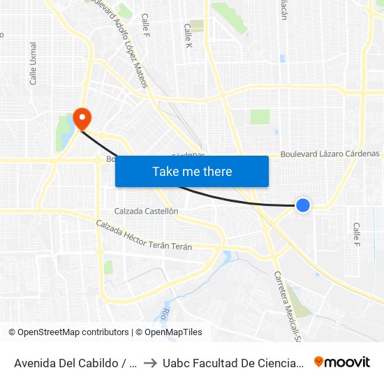 Avenida Del Cabildo / 12 De Octubre to Uabc Facultad De Ciencias Administrativas map