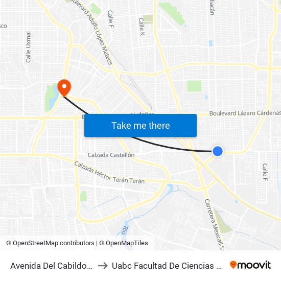 Avenida Del Cabildo / 2 De Abril to Uabc Facultad De Ciencias Administrativas map