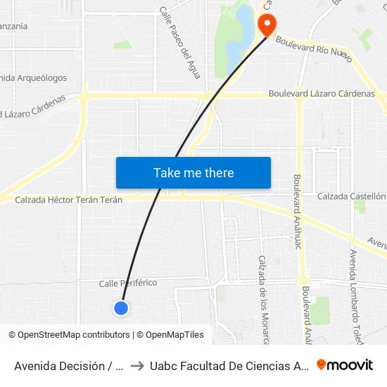 Avenida Decisión / Tenacidad to Uabc Facultad De Ciencias Administrativas map